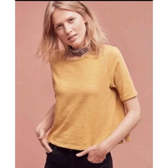 Anthropologie Pure + Good  Rolled Sleeve Tee - Picture 1 of 3